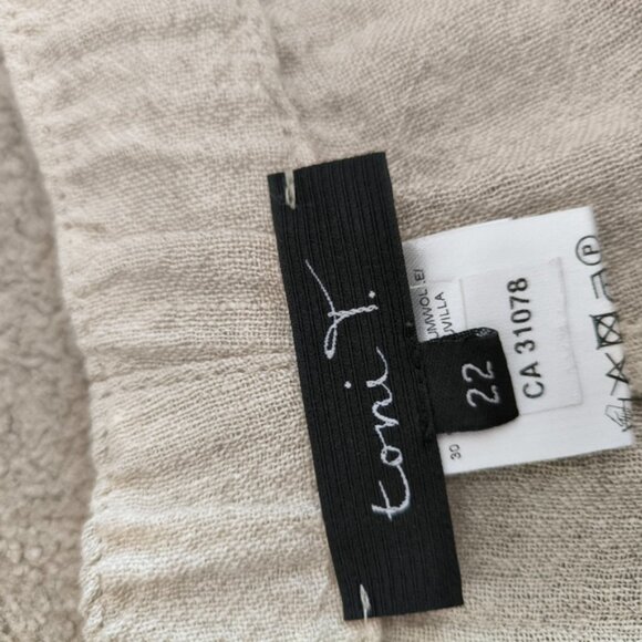 Toni T Denmark Flax Linen Coastal Lagenlook Wide Leg Stretch Boho Pants 22 Plus - Picture 5 of 10